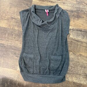 Heart Soul Charcoal Cowl Neck Sleeveless Top